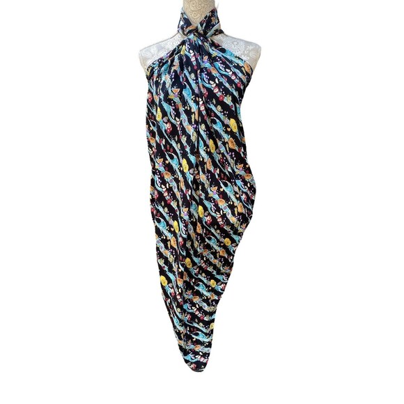 1998 Nicole Miller 100% Silk Scarf 43" Fruit Water Splash Print Vintage Rare - Picture 15 of 16